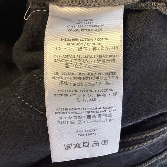 NEW! RE/DONE Size 34 60s Slim Pitch Black Upcycle Denim Jeans $285 msrp G13-12 - Picture 7 of 8